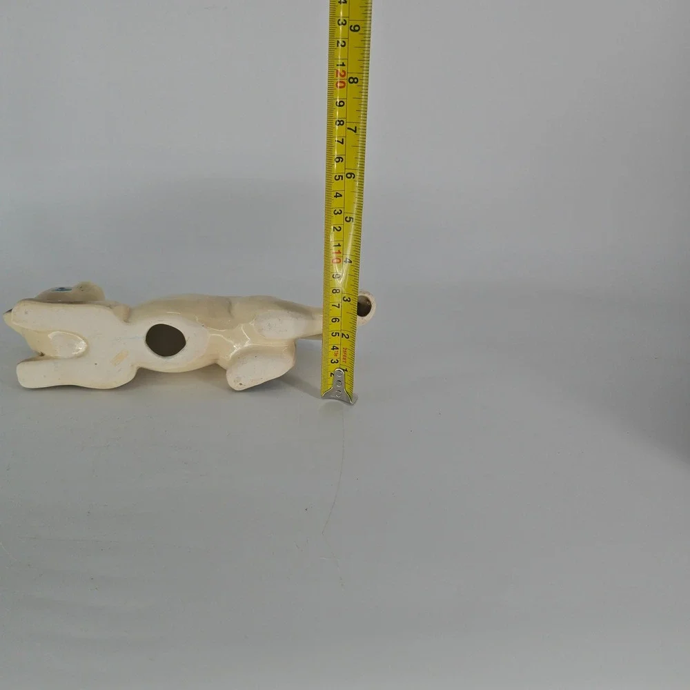 Vintage MCM Siamese Cat Figurine Blue Eyes Reclining Ceramic Kitsch Decor